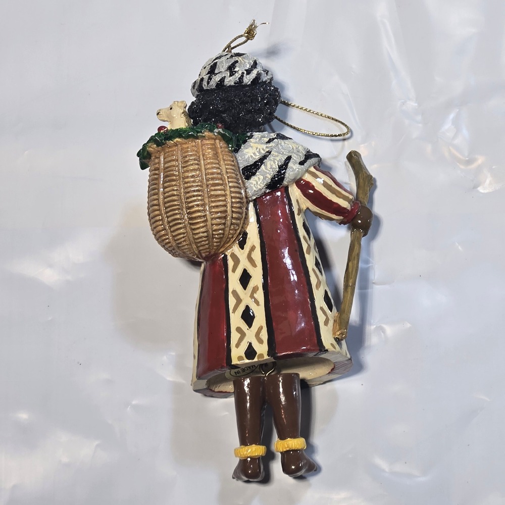 African Heritage Christmas Ornaments Set of 2 Boy with Elephant Girl with Basket - Picture 10 of 16